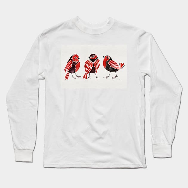 finches red Long Sleeve T-Shirt by CatCoq